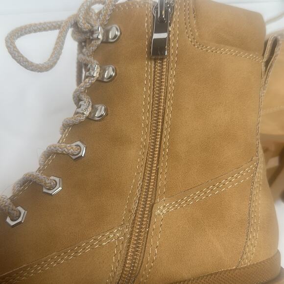 NWOT Madden Girl STEVE MADDEN Combat Work Boot Lace Up Side ZIP 8.5M - Picture 9 of 14